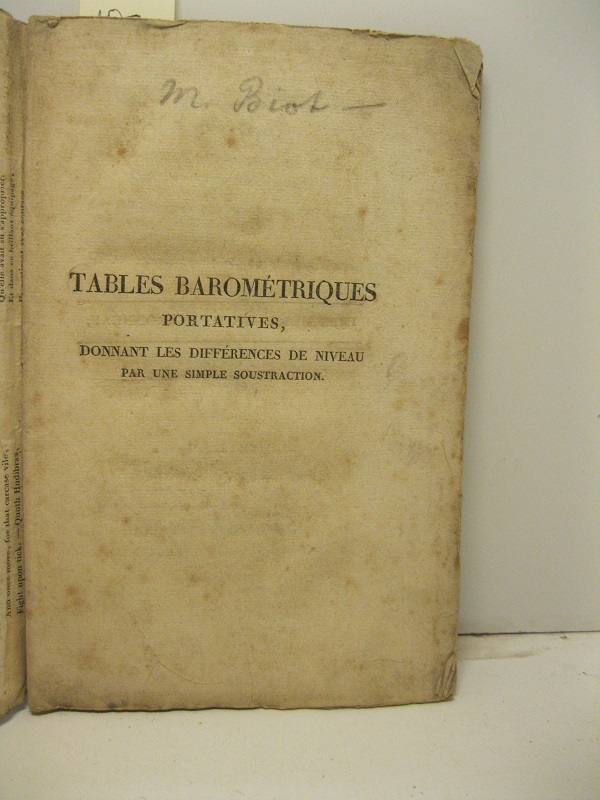 Tables barométriques portatives donnant les differences de niveau par une simple soustraction